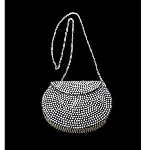 Ramla The Rockstar Handmade Silver and Black Studded Mosaic Bag NEW